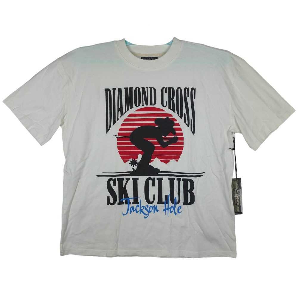 Diamond Cross Ranch Shirt Large Jackson Hole Ski Club Shredding Hills White NWT